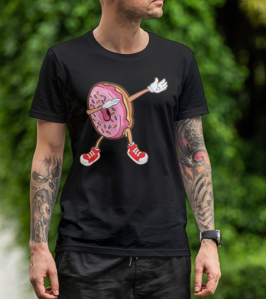 Dabbing Strawberry Frosted Donut With Sprinkles And Red Sneakers T-Shirt