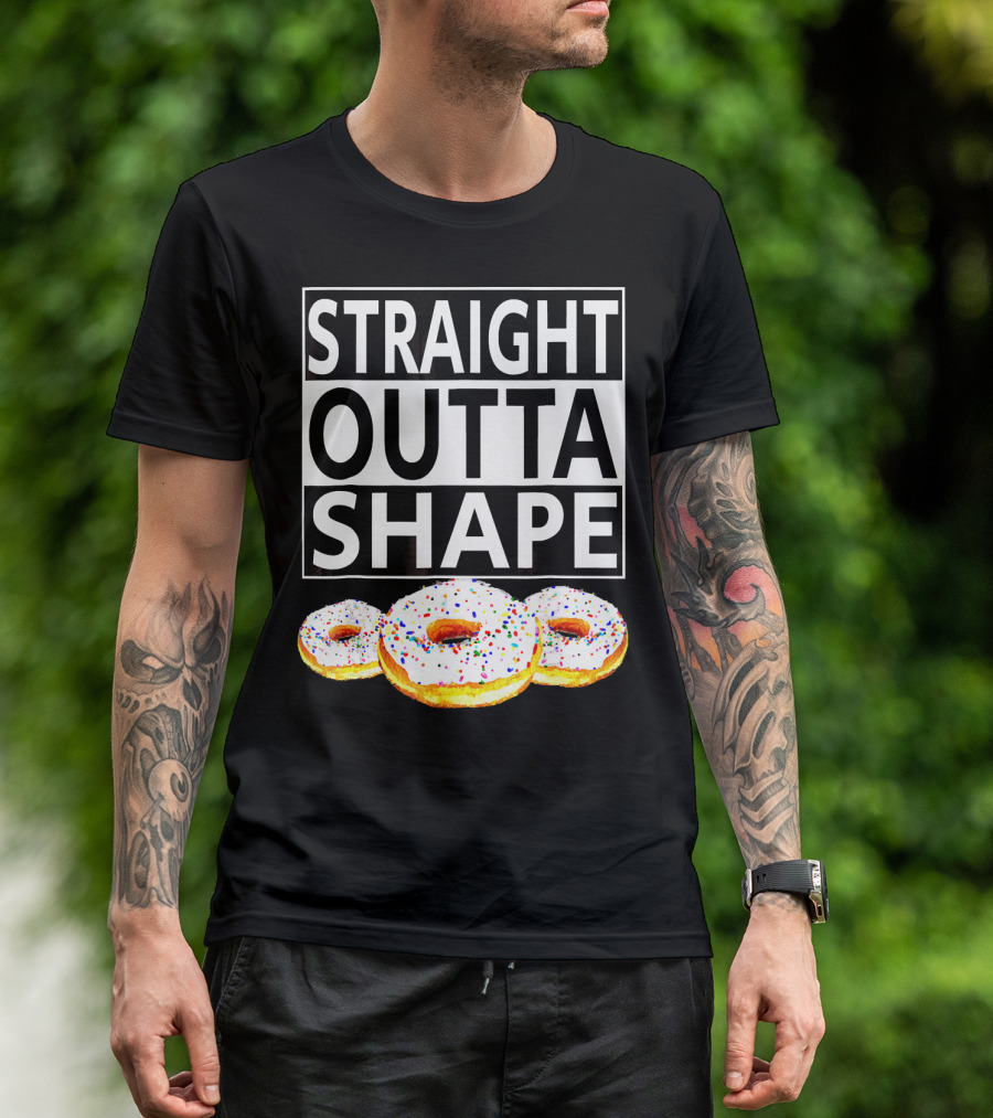 Straight Outta Shape Funny Workout Donut T-Shirt