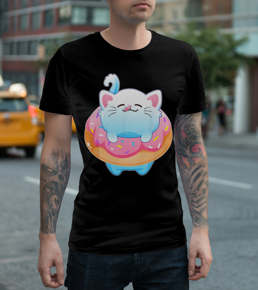 Donut Cat Kitty Lovers Sprinkled Sweet Treat Feline Delight T-Shirt