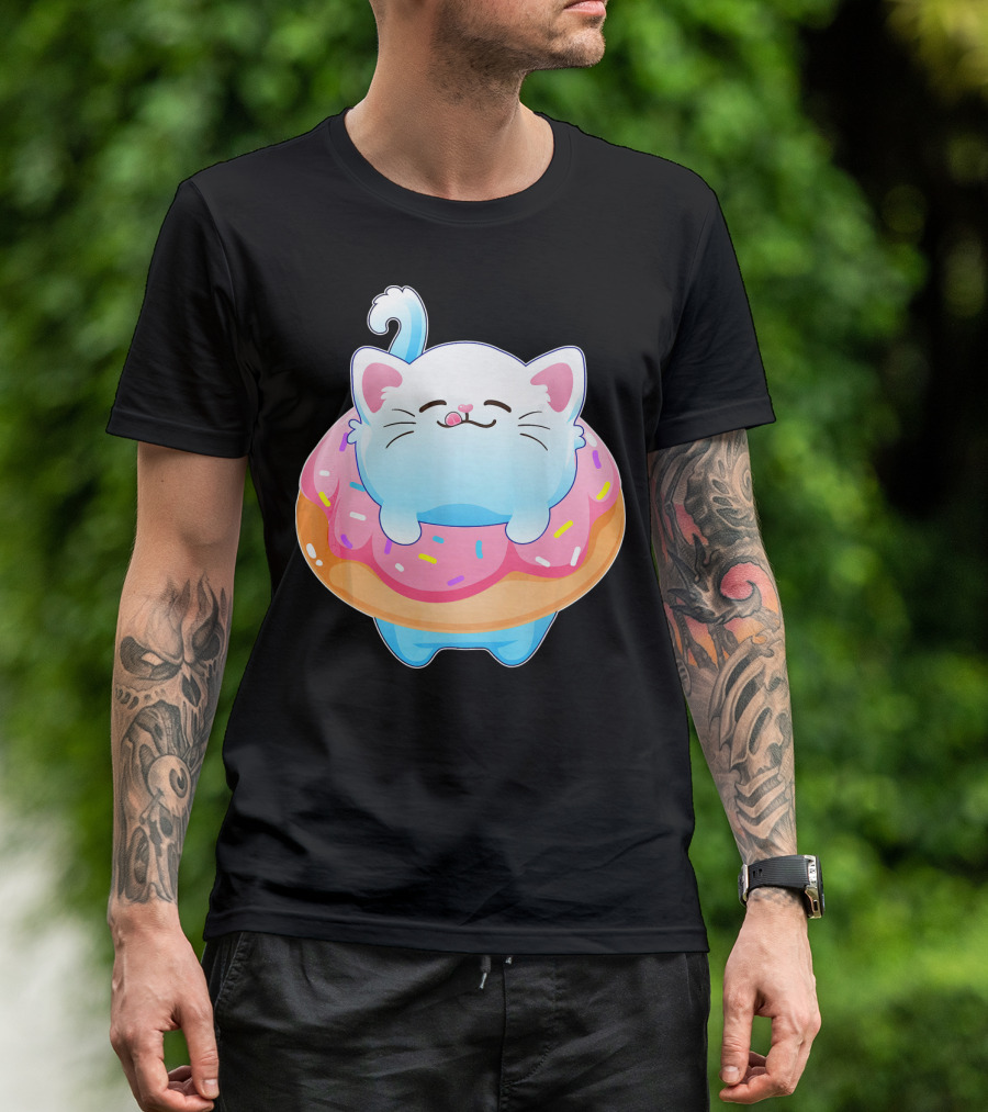 Donut Cat Kitty Lovers Sprinkled Sweet Treat Feline Delight T-Shirt