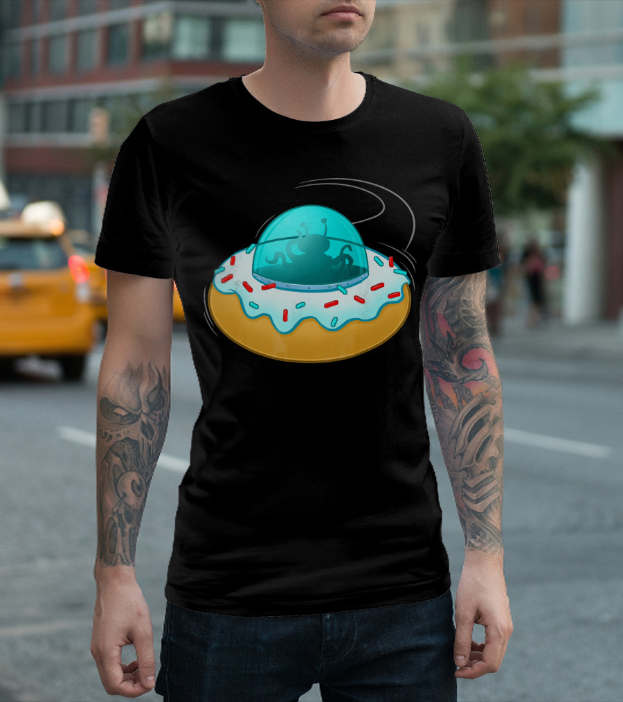 Funny UFO Donut With Cute Alien Sprinkles T-Shirt