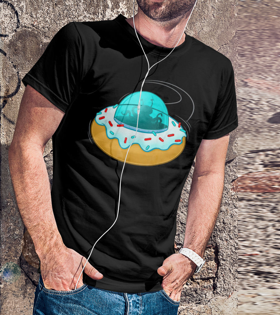 Funny UFO Donut With Cute Alien Sprinkles T-Shirt