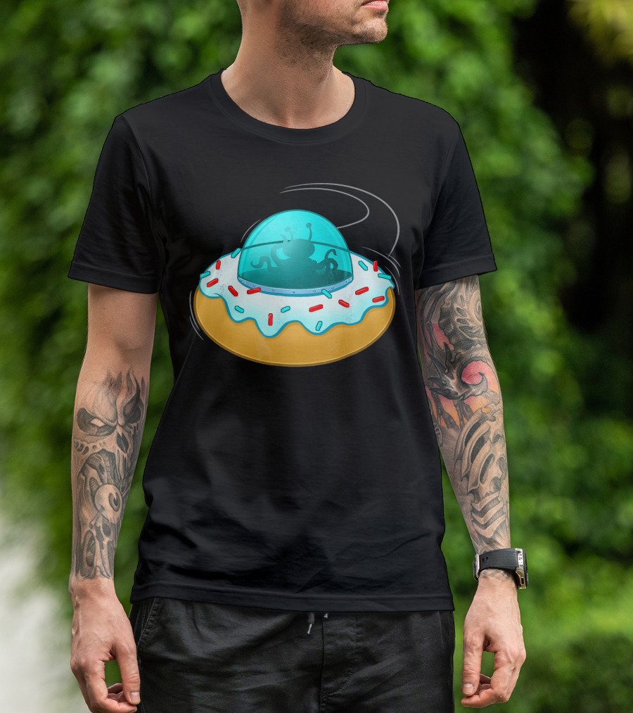 Funny UFO Donut With Cute Alien Sprinkles T-Shirt