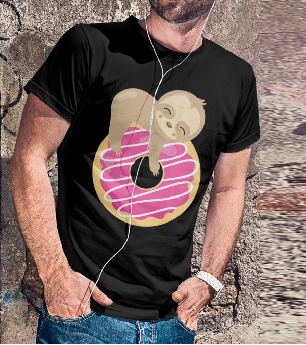 Sloth Donut Funny Animal Cute Pink Pastry Delight T-Shirt