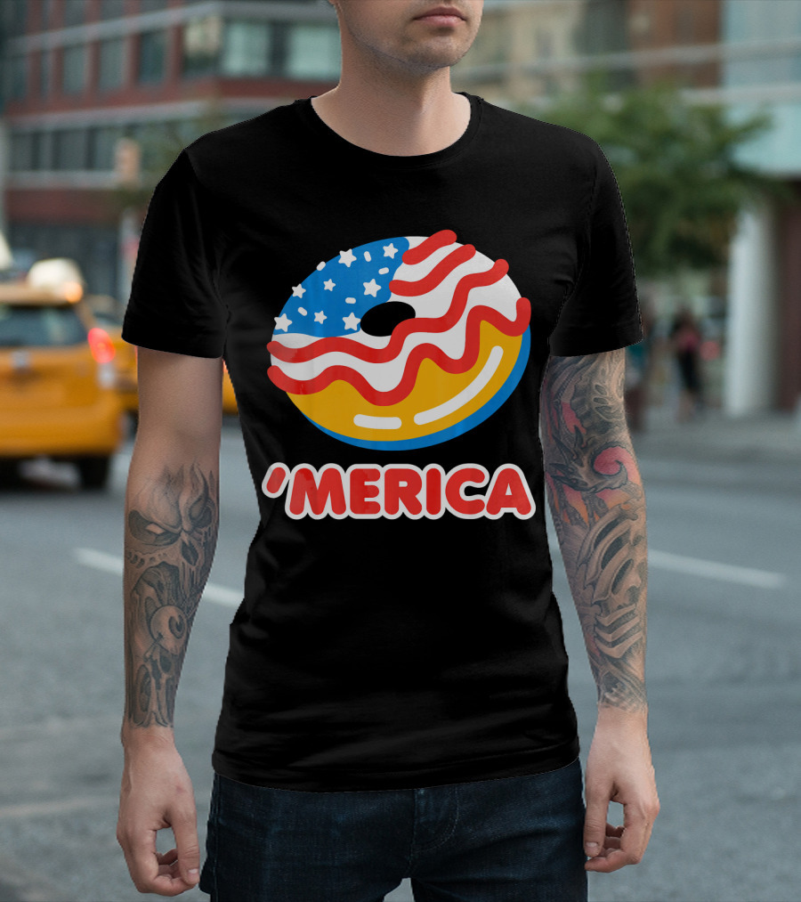Merica Donut Doughnut 4th Of July Independence Day T-Shirt