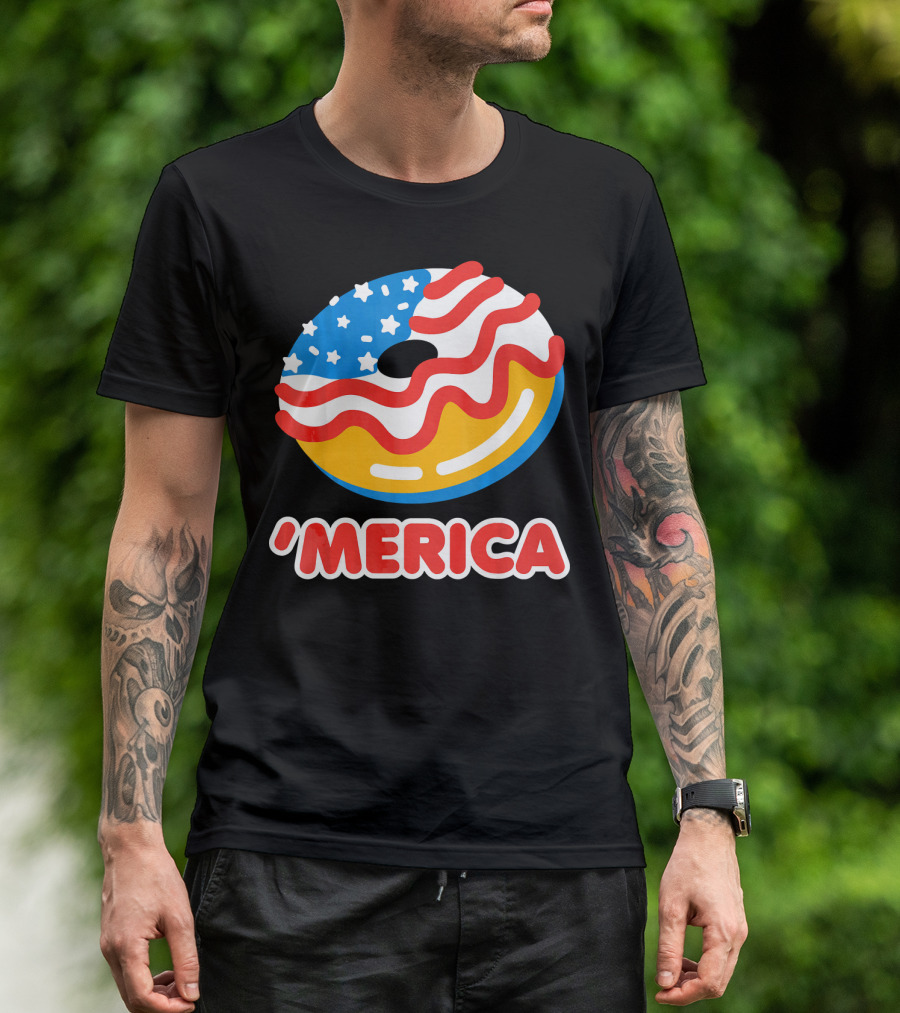 Merica Donut Doughnut 4th Of July Independence Day T-Shirt