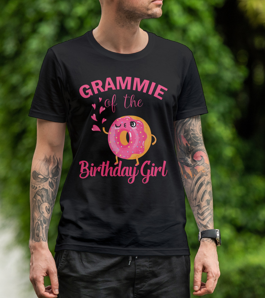 GRAMMIE Of The Birthday Girl Donut With Hearts T-Shirt