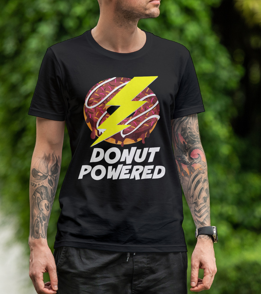 Donut Powered Lightning Bolt Donut With Sprinkles T-Shirt