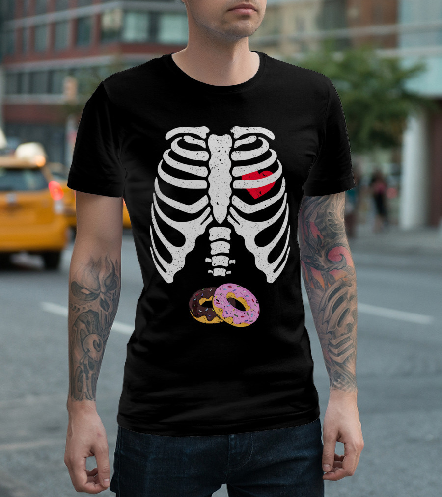 Halloween Pregnancy Skeleton Donut Baby Costume T-Shirt