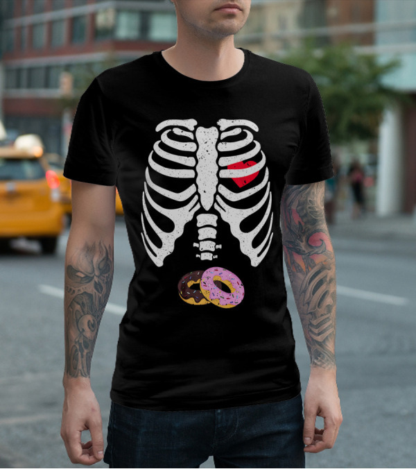 Halloween Pregnancy Skeleton Donut Baby Costume T-Shirt