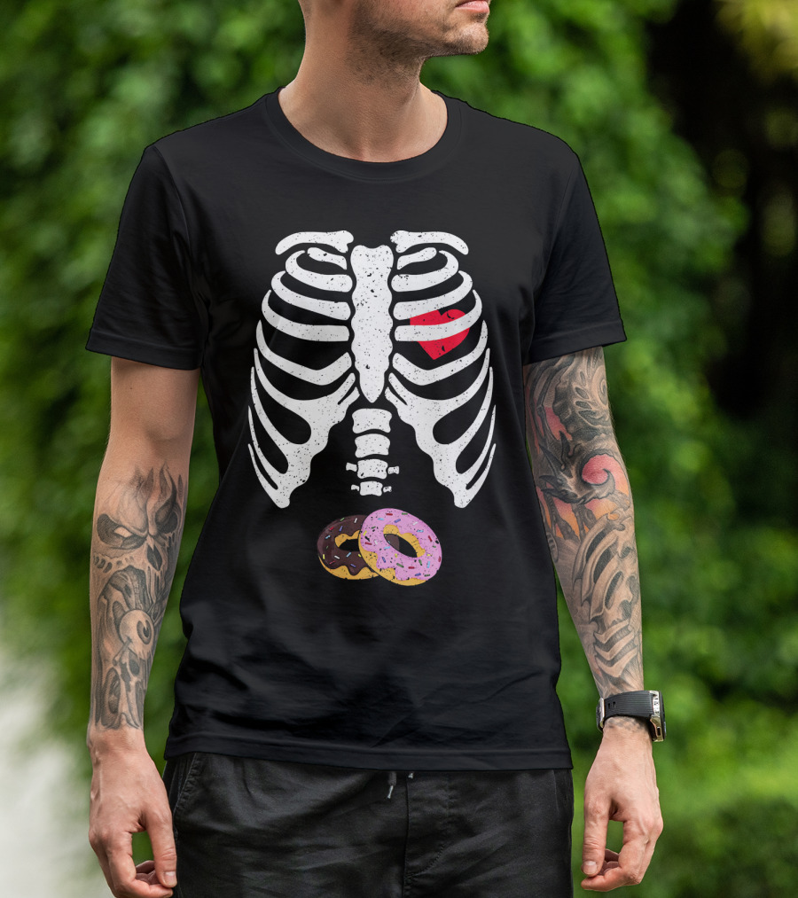 Halloween Pregnancy Skeleton Donut Baby Costume T-Shirt