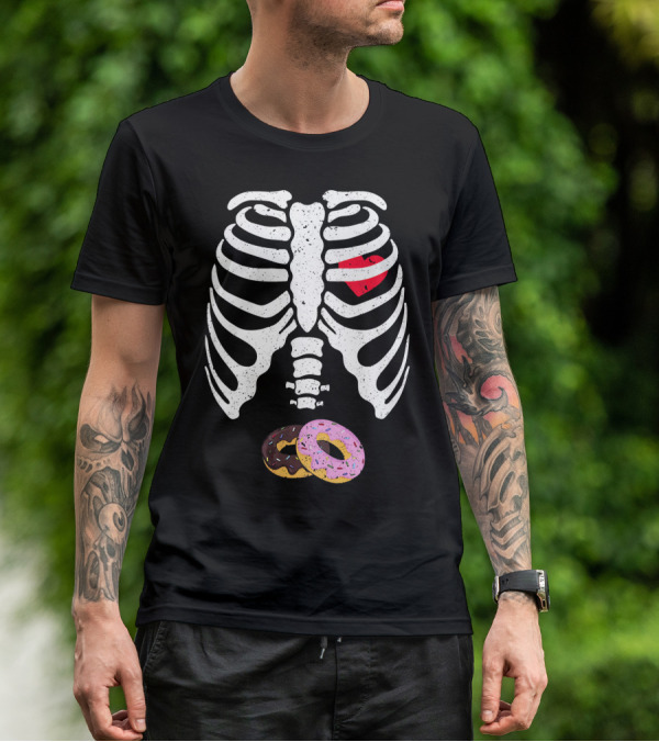 Halloween Pregnancy Skeleton Donut Baby Costume T-Shirt