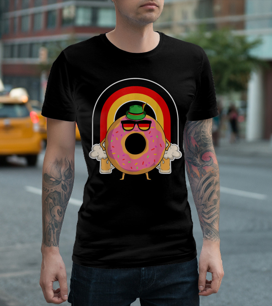 Donuts Beer Oktoberfest Prost German Fla Bavarian Rainbow Hat Party T-Shirt