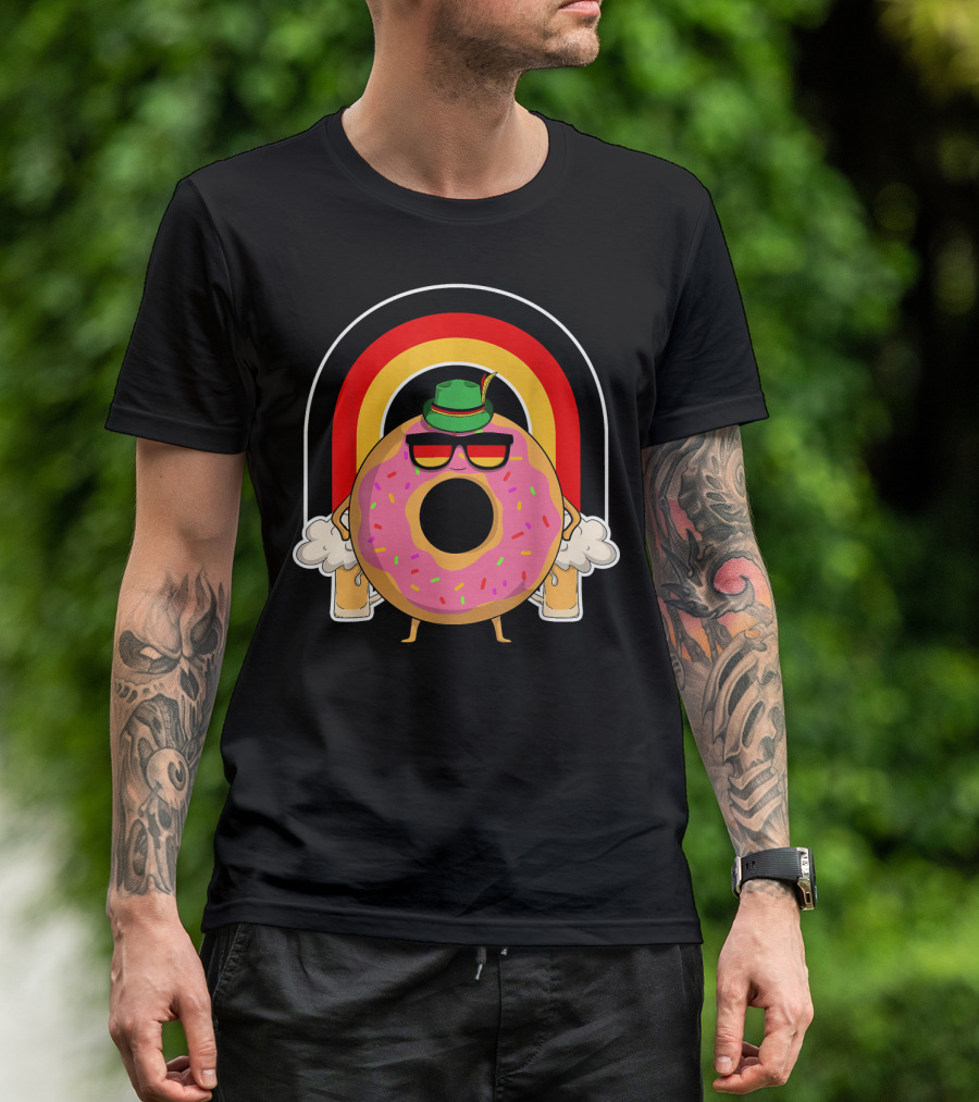 Donuts Beer Oktoberfest Prost German Fla Bavarian Rainbow Hat Party T-Shirt