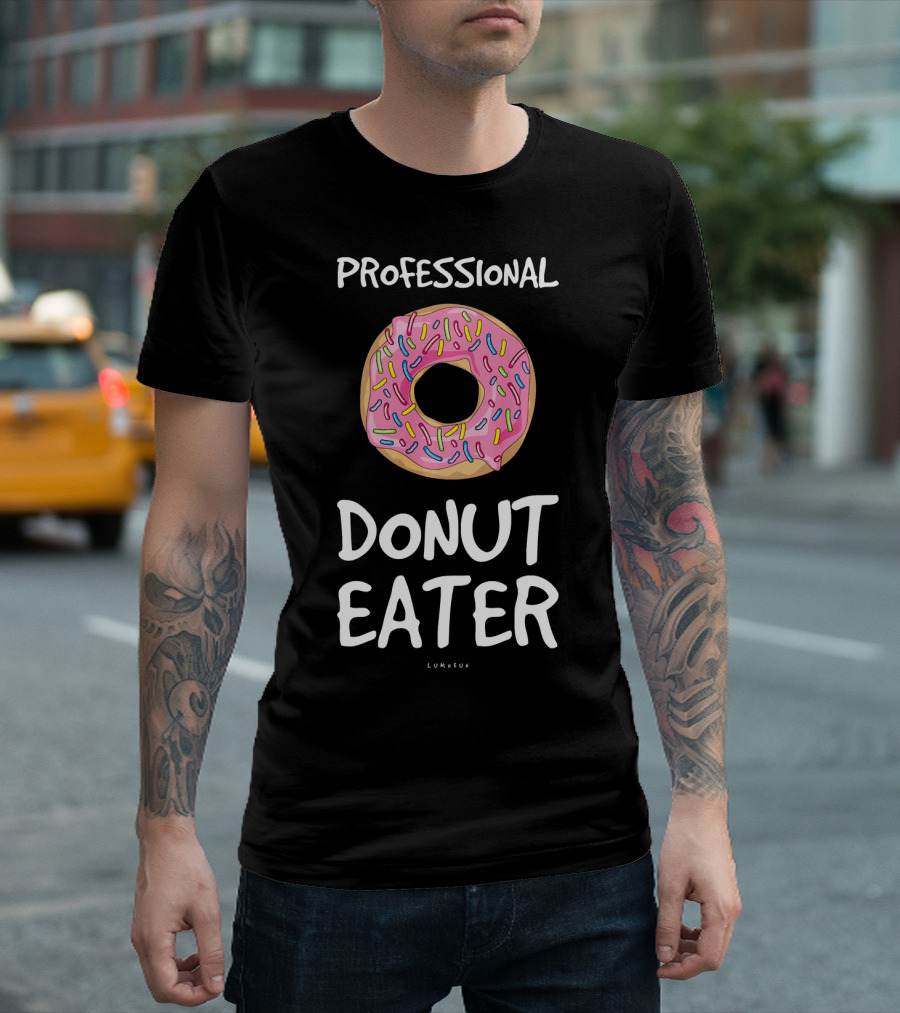 Professional Pink Frosted Sprinkled Donut Eater T-Shirt