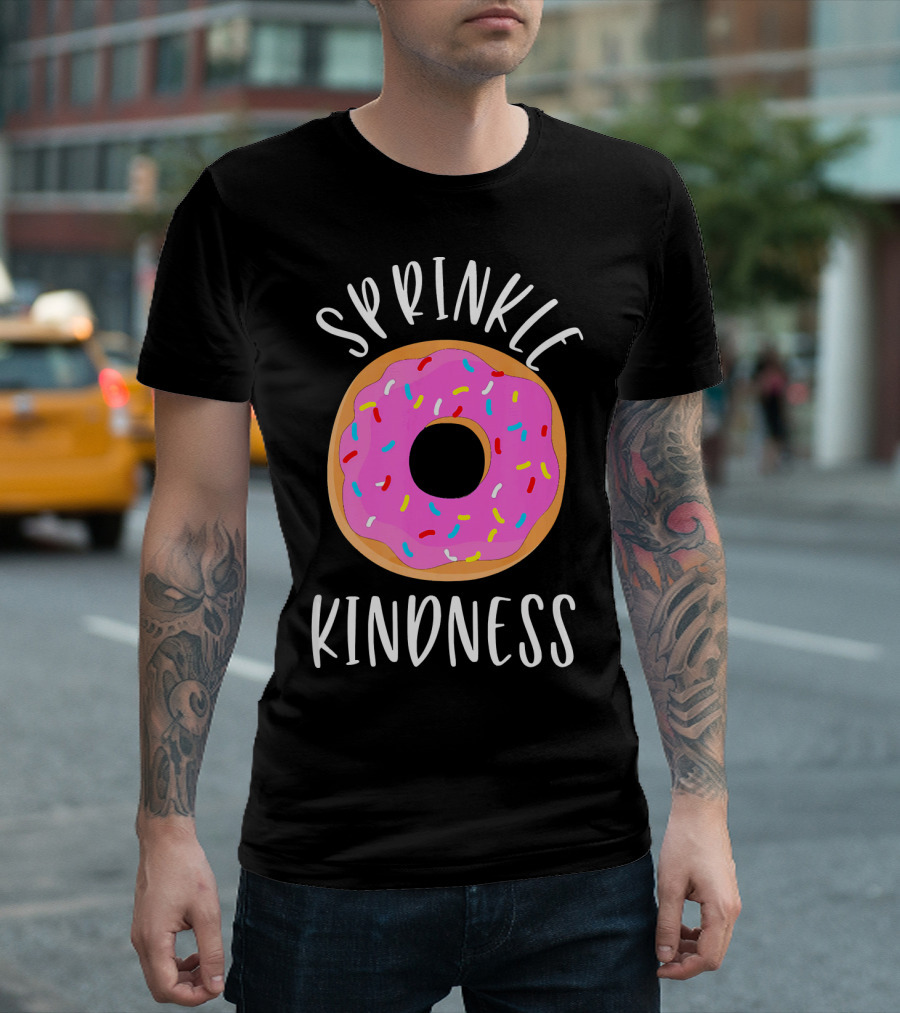 Sprinkle Kindness Donut Anti Bullying Pink Frosted Doughnut T-Shirt