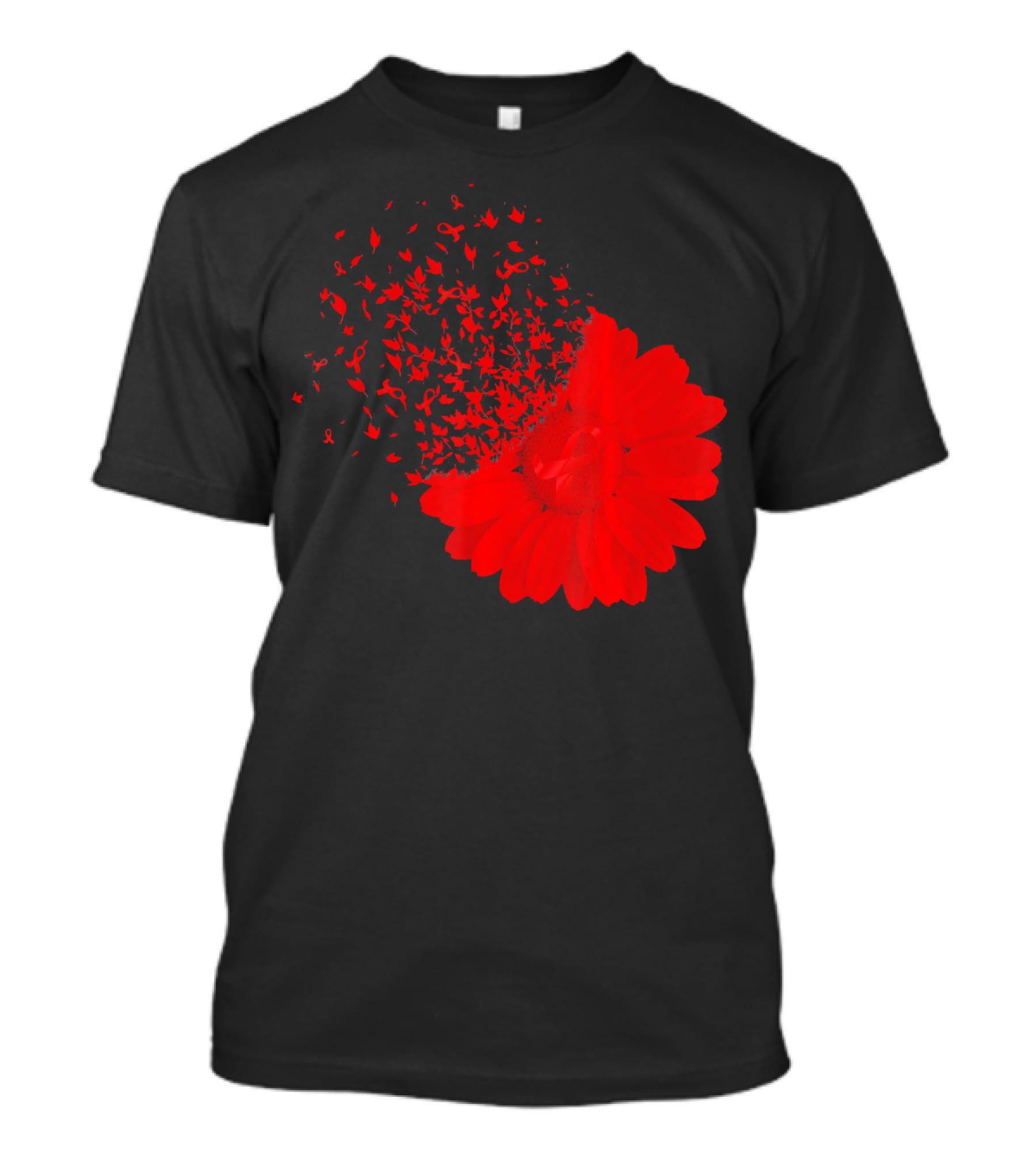 Red Ribbon Flowers AidsHiv Awareness Explosion T-Shirt