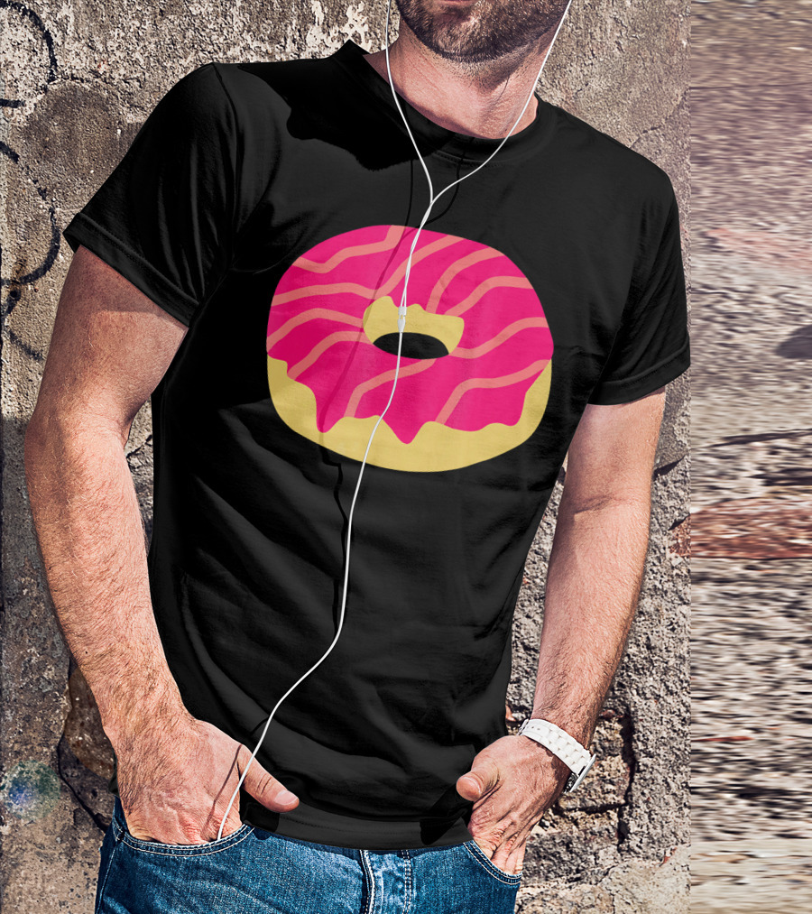 Donut With Pink Glaze And Vibrant Stripes T-Shirt