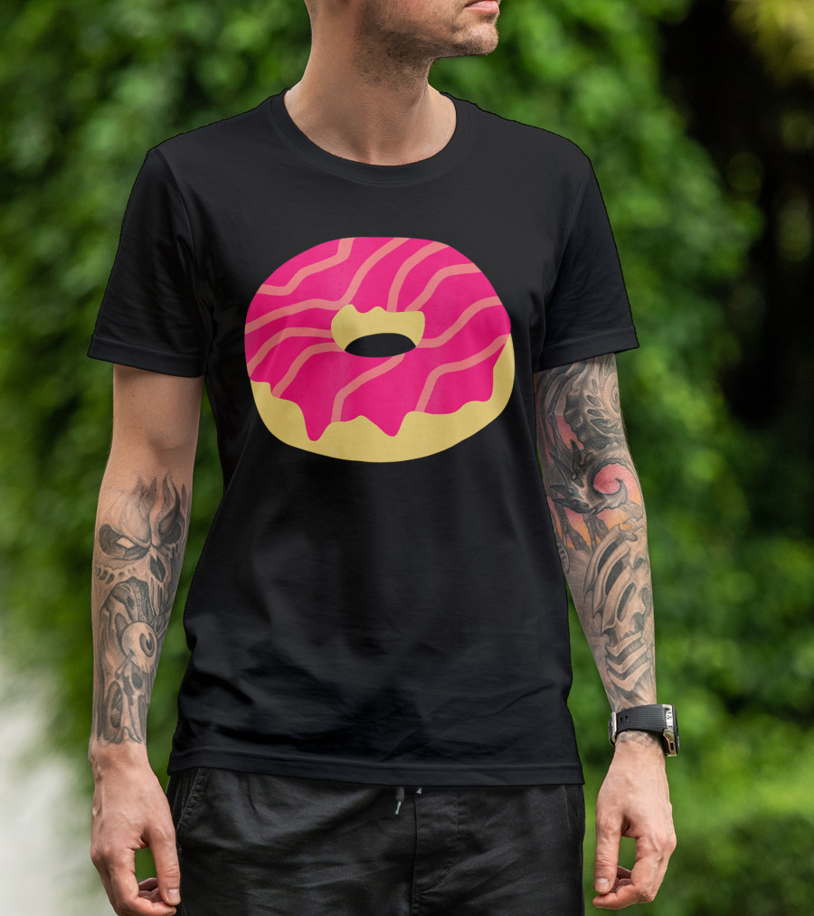 Donut With Pink Glaze And Vibrant Stripes T-Shirt