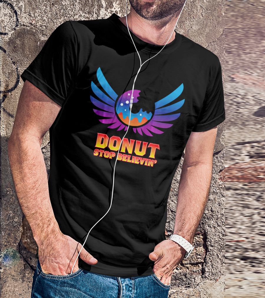 Donut Stop Believin' Colorful Winged T-Shirt