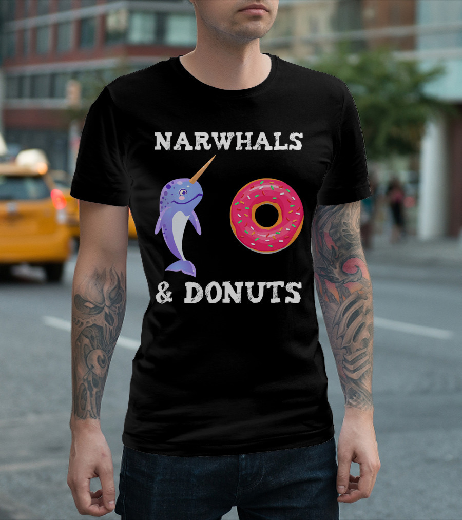 Narwhals and Donuts Funny Doughnut Combo T-Shirt