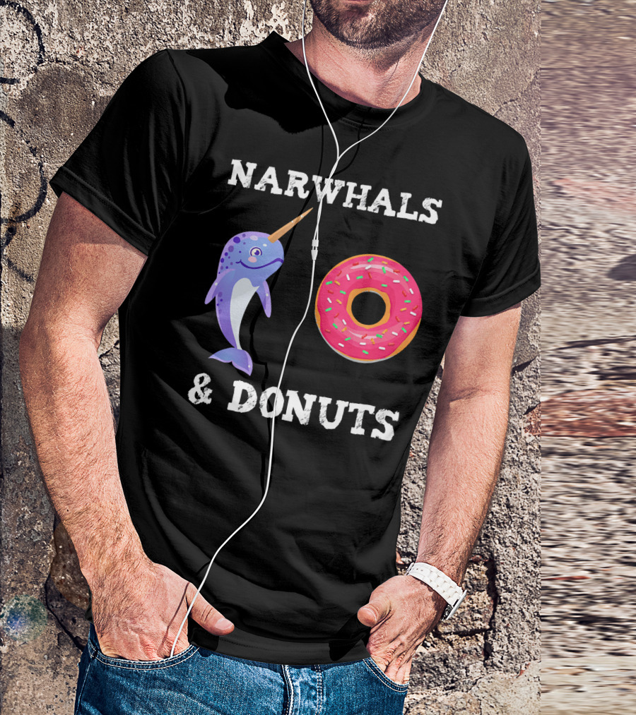 Narwhals And Donuts Funny Doughnut Combo T-Shirt