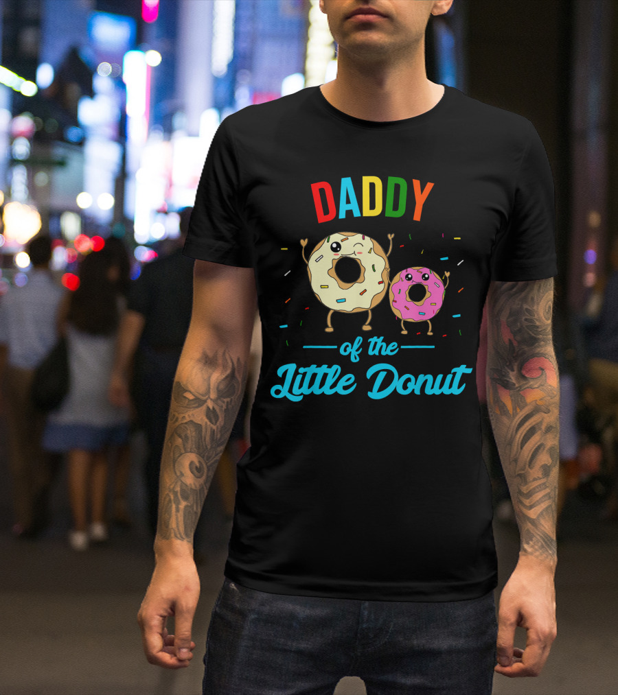 Mens Daddy Of The Little Donut Cute Colorful Sprinkles Character Duo T-Shirt