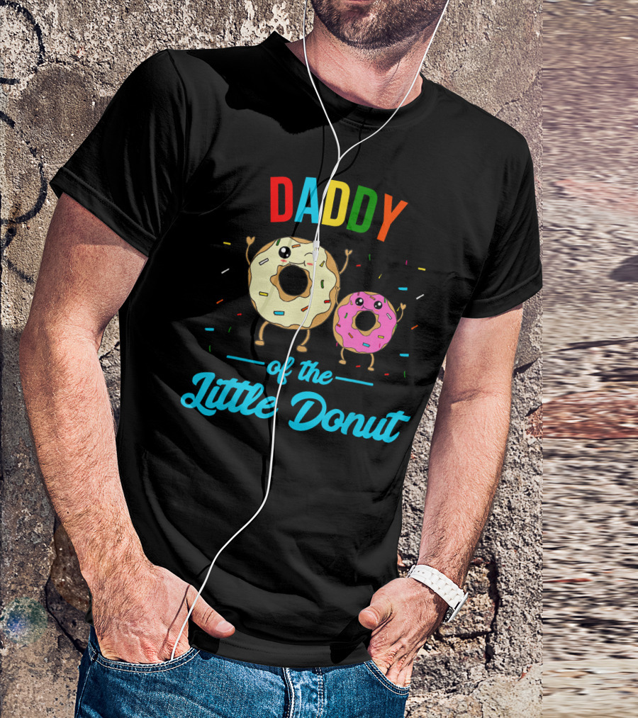 Mens Daddy Of The Little Donut Cute Colorful Sprinkles Character Duo T-Shirt