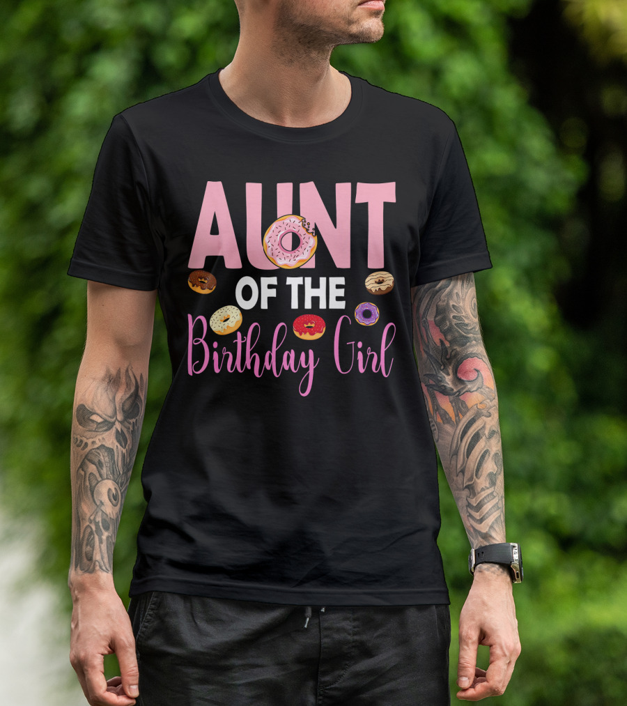 Aunt Of The Birthday Girl Donut Themed T-Shirt
