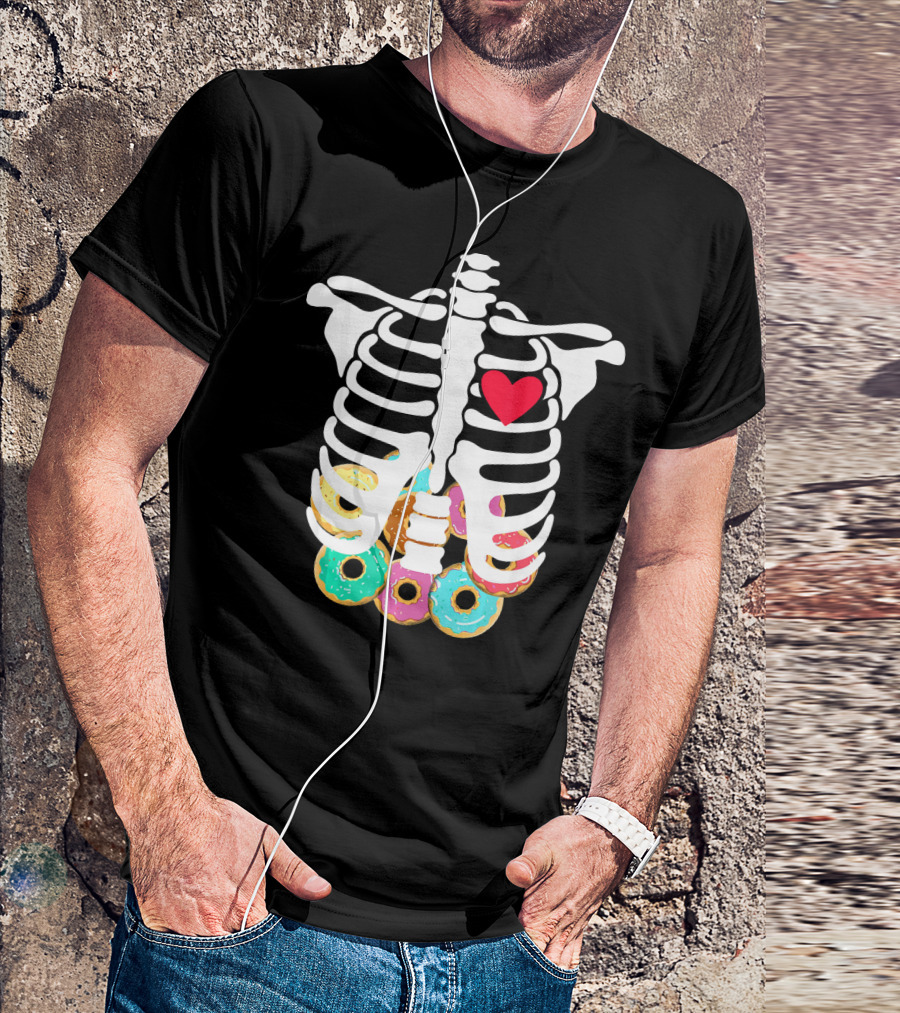 Rib Cage Skeleton X Ray Donuts Heart T-Shirt