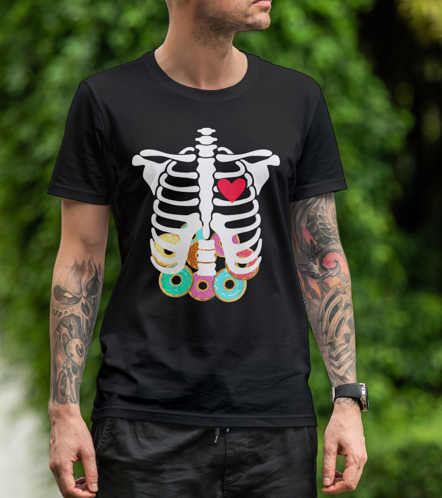 Rib Cage Skeleton X Ray Donuts Heart T-Shirt