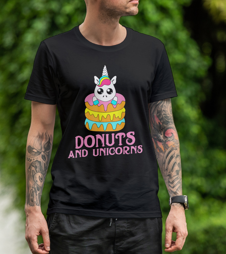 Donuts And Unicorns Sweet Foodie Lover Fantasy T-Shirt