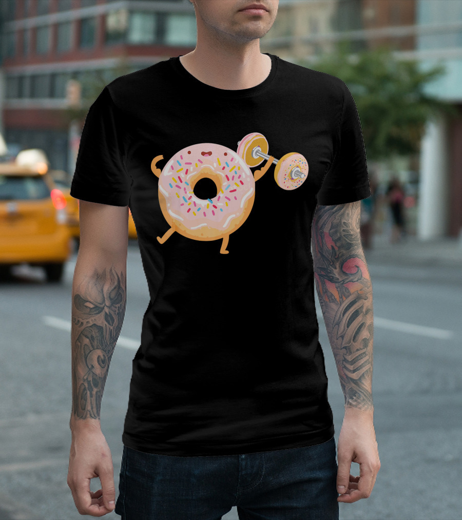Funny Donut Gym Barbell Fitness Humor T-Shirt