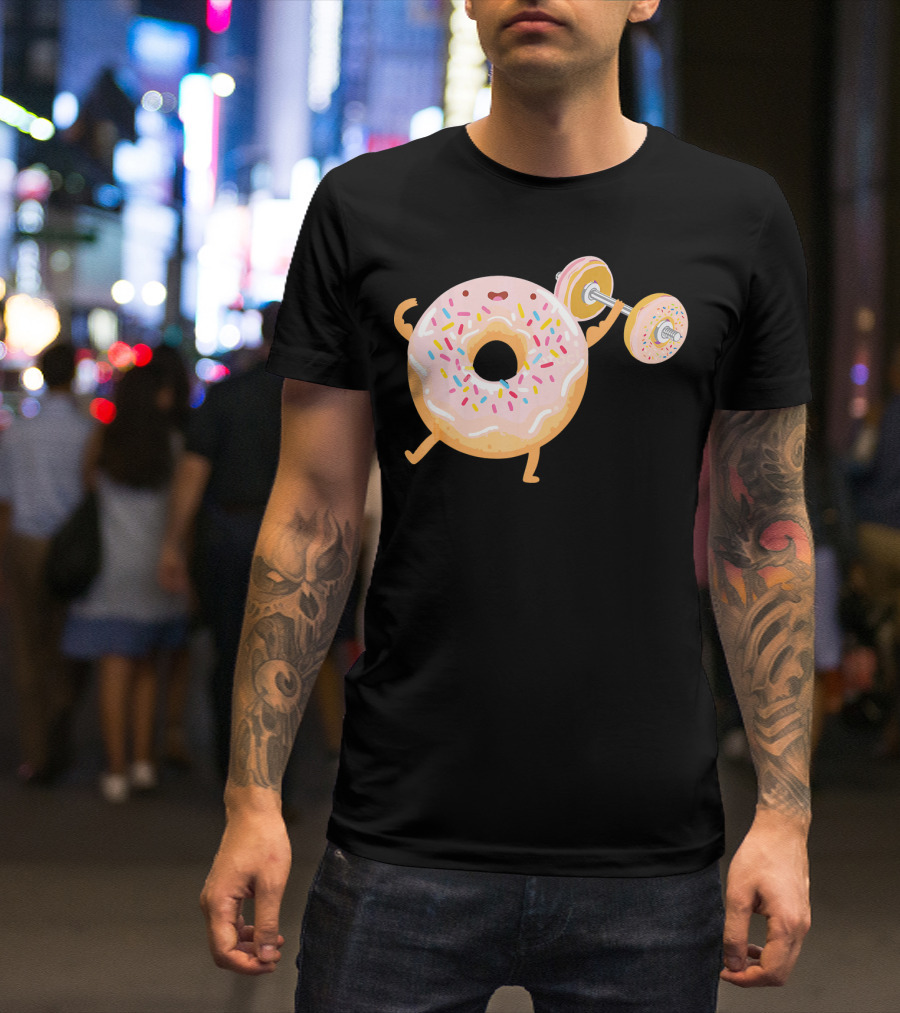 Funny Donut Gym Barbell Fitness Humor T-Shirt