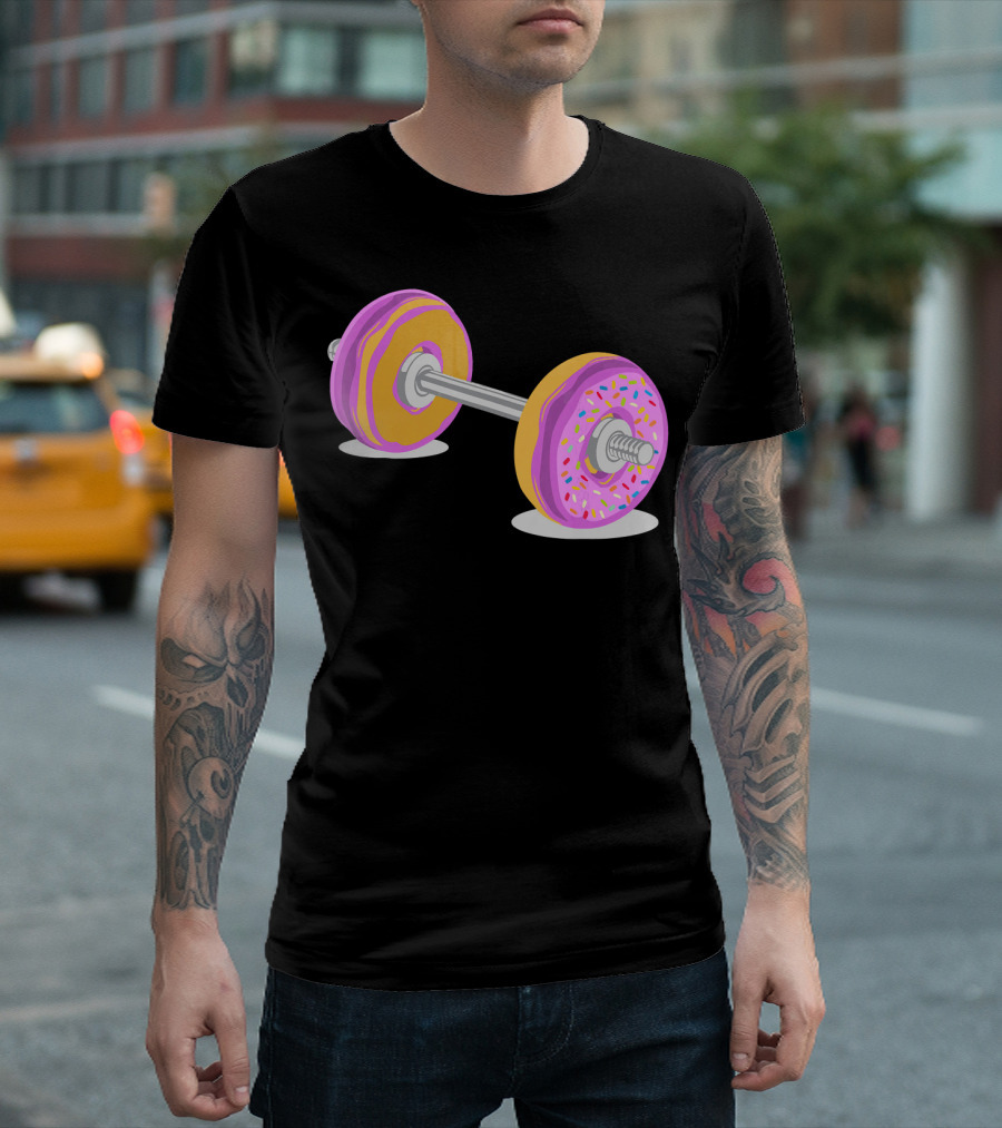 Donut Barbell Sprinkle Weightlifting Humor Novelty T-Shirt