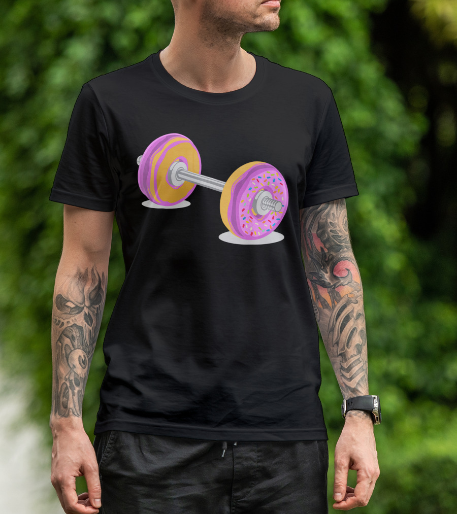 Donut Barbell Sprinkle Weightlifting Humor Novelty T-Shirt
