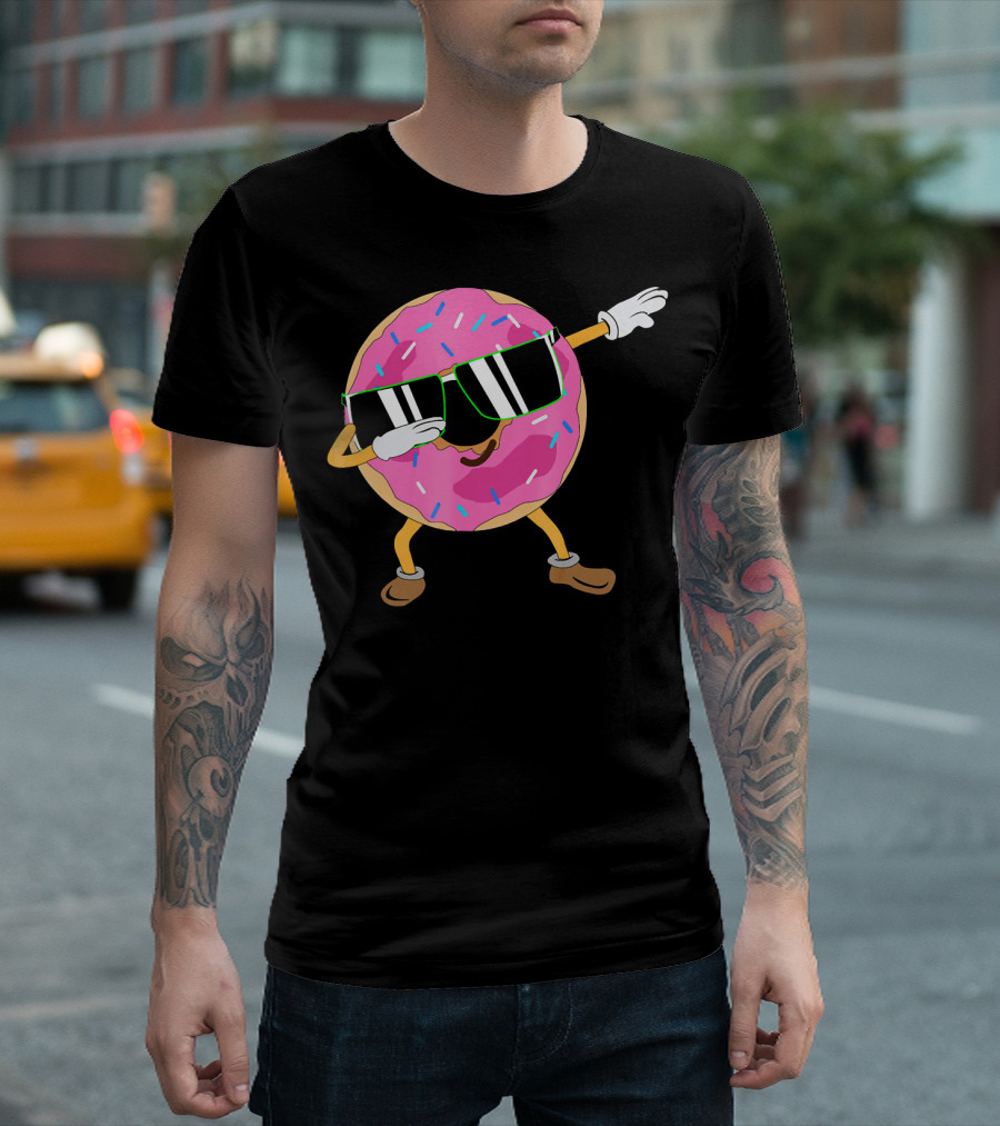 Cool Dabbing Donut Sprinkles Sunglasses Fun T-Shirt