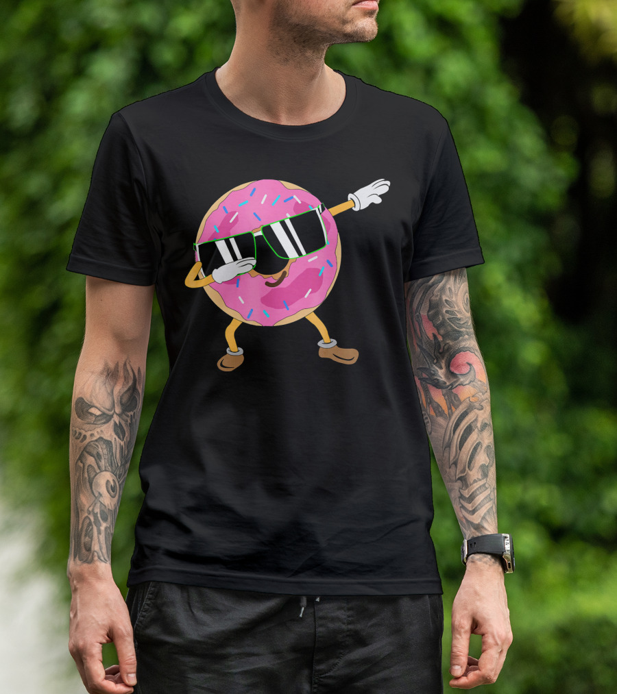 Cool Dabbing Donut Sprinkles Sunglasses Fun T-Shirt