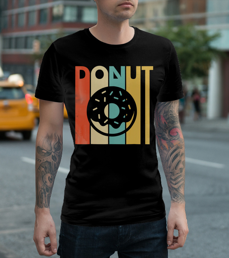 Vintage Style Donut Retro Stripes T-Shirt