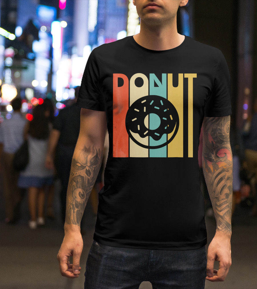 Vintage Style Donut Retro Stripes T-Shirt