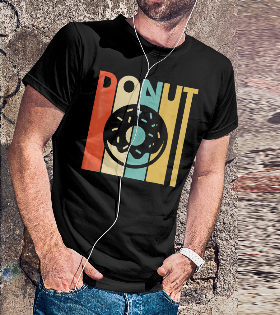 Vintage Style Donut Retro Stripes T-Shirt