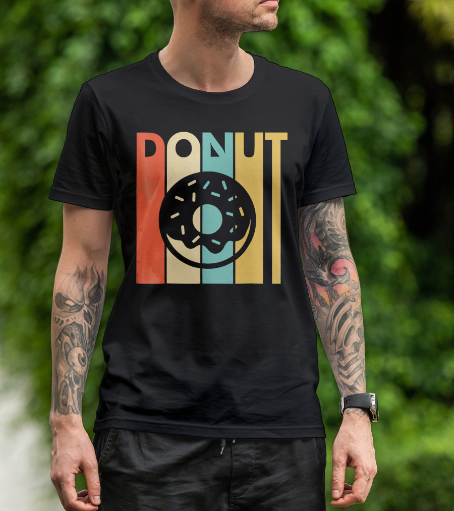 Vintage Style Donut Retro Stripes T-Shirt
