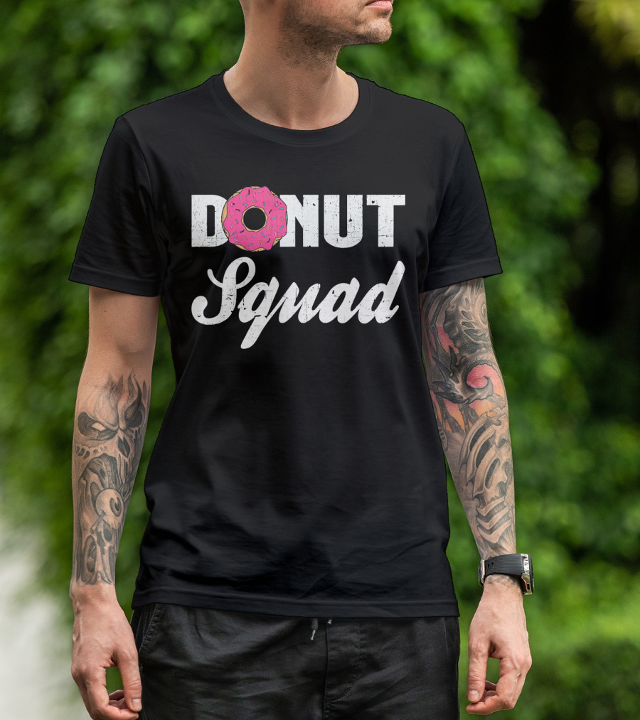 Donut Squad Funny Doughnut Lovers And Poli With Pink Frosted Topped Letters T-Shirt
