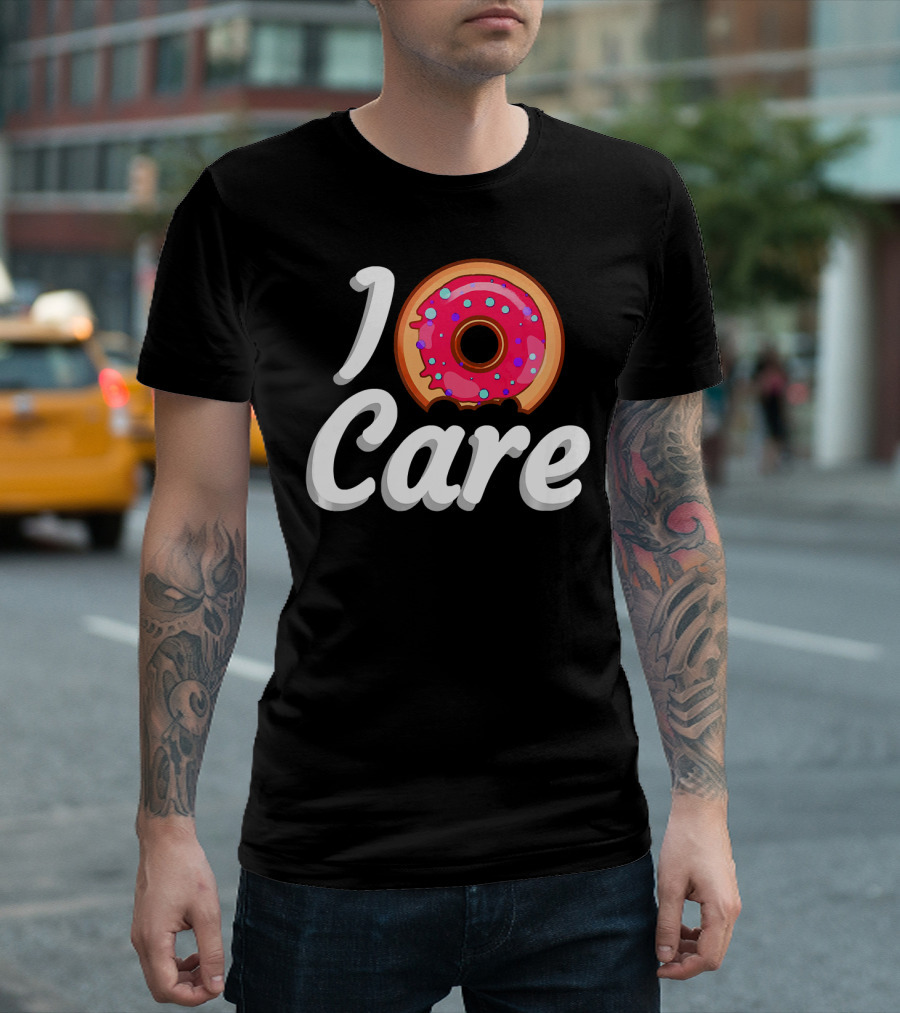 I Donut Care Funny Doughnut Lovers Pink Sprinkled Donut T-Shirt