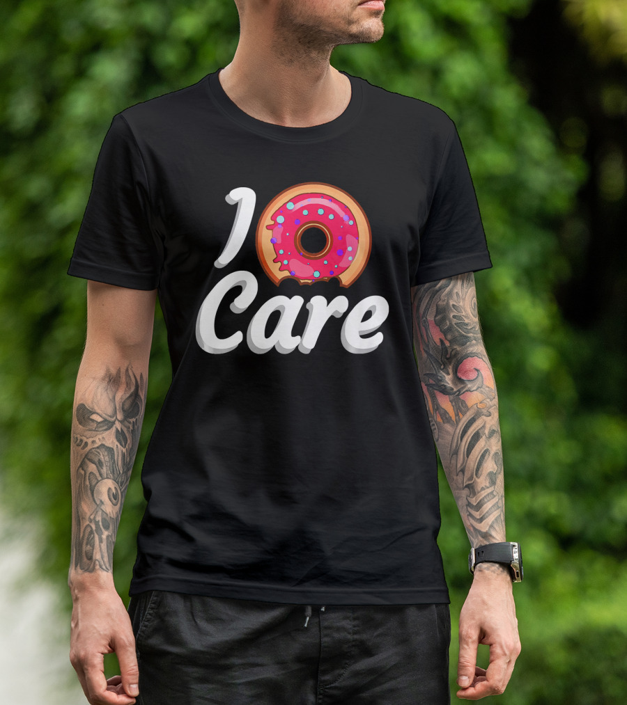 I Donut Care Funny Doughnut Lovers Pink Sprinkled Donut T-Shirt