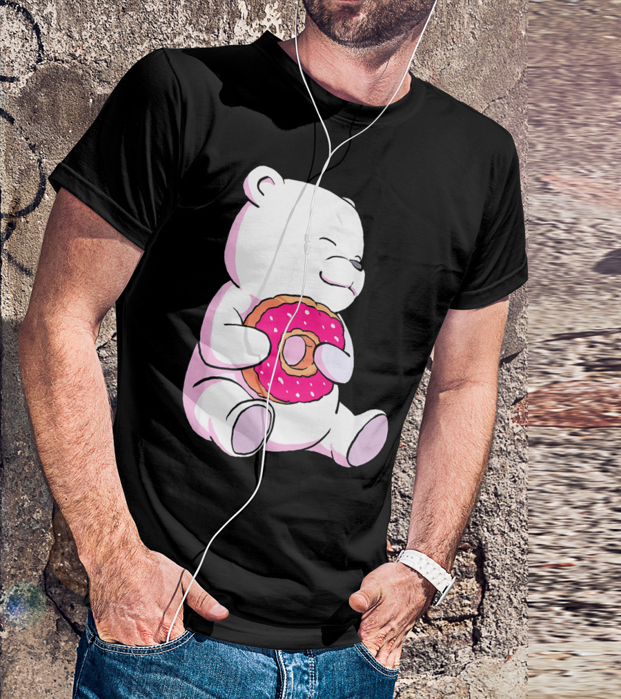 Polar Bear Holding Donut Animal Lover T-Shirt