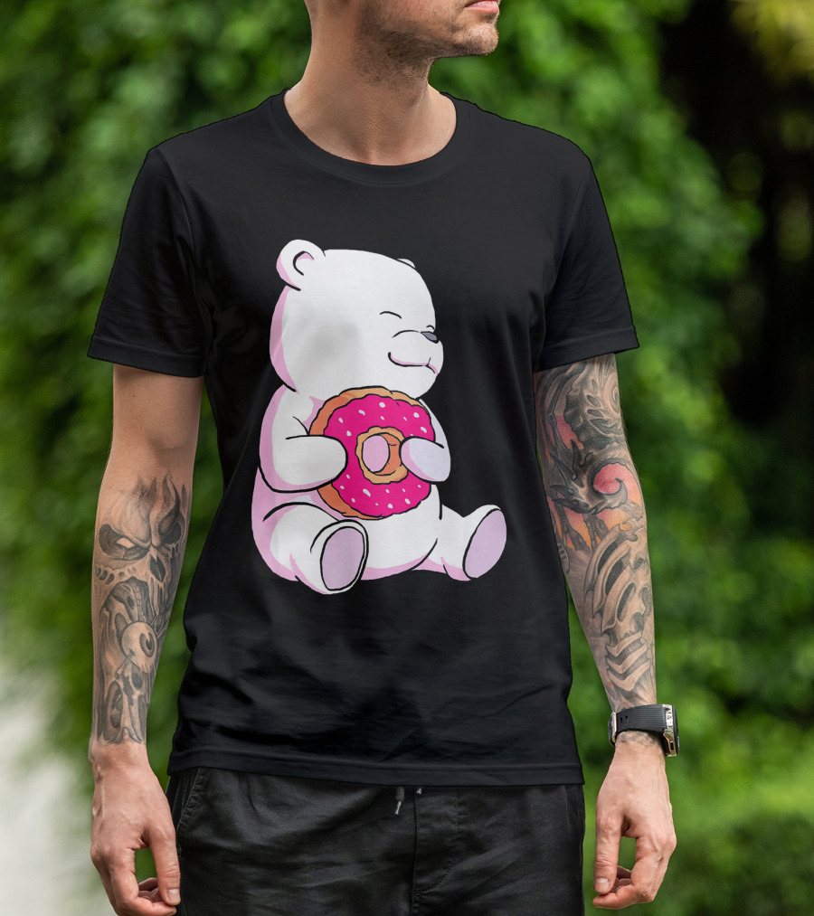 Polar Bear Holding Donut Animal Lover T-Shirt