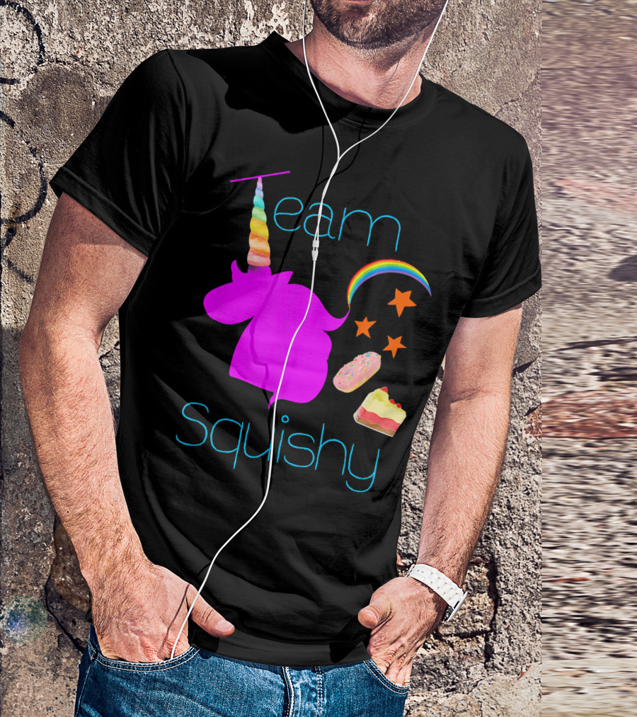 Team Squishy Forever Unicorn Rainbow Donut Cake Stars T-Shirt