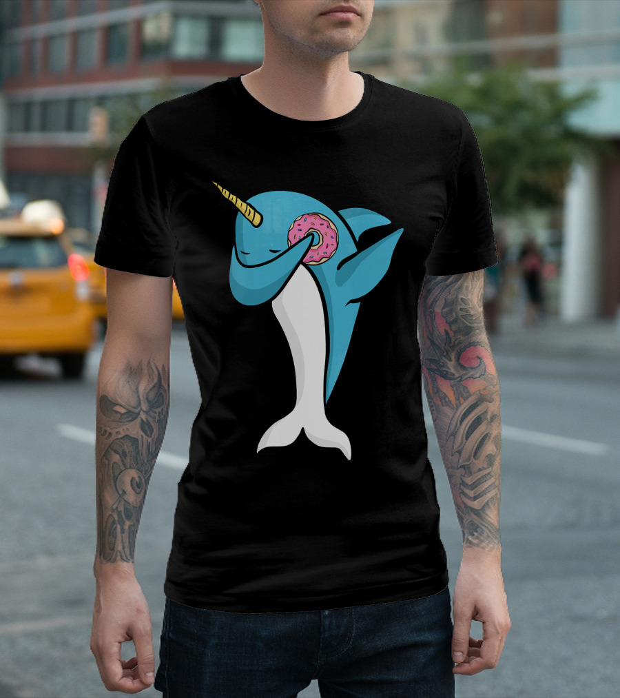 Narwhal Dabbing with Donut Pose T-Shirt