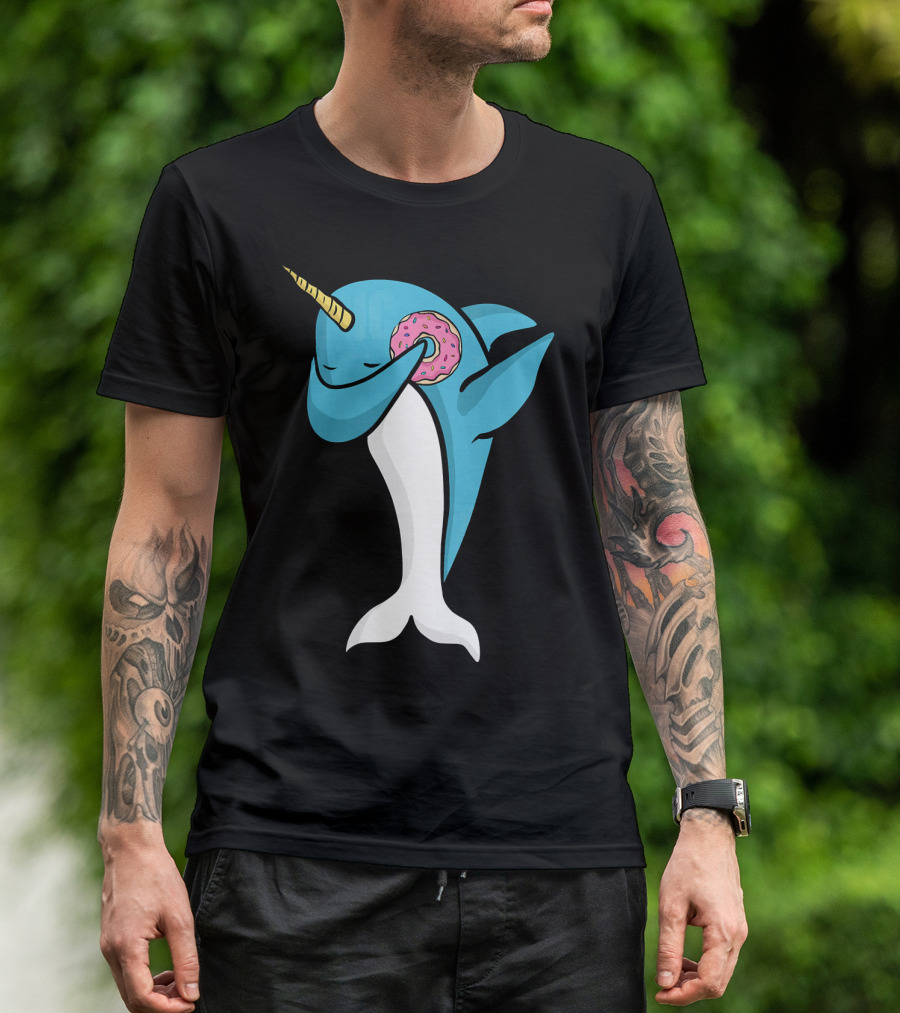 Narwhal Dabbing With Donut Pose T-Shirt
